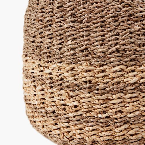 Pacific Lifestyle S/3 2-Tone Seagrass And Palm Leaf Natural Round Baskets