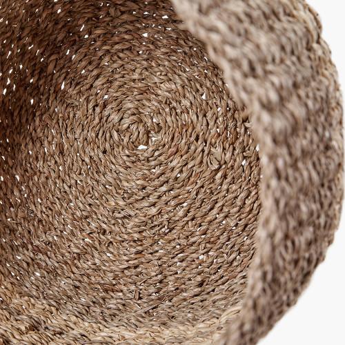 Pacific Lifestyle S/3 2-Tone Seagrass And Palm Leaf Natural Round Baskets
