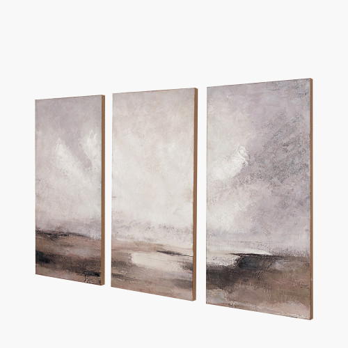 Pacific Lifestyle S/3 Grey And Neutrals Abstract Landscape Canvases