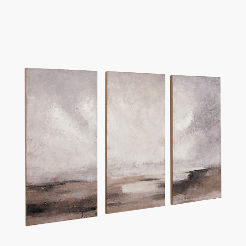 Pacific Lifestyle S/3 Grey And Neutrals Abstract Landscape Canvases