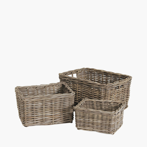 pacific lifestyle S/3 Grey Kubu Rectangular Basket Storage
