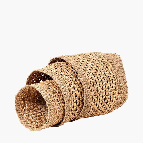 Pacific Lifestyle S/3 Seagrass And Water Hyacinth Natural Tall Round Baskets