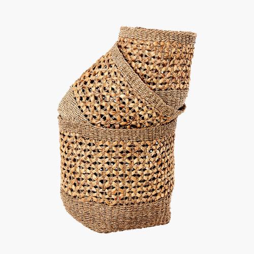Pacific Lifestyle S/3 Seagrass And Water Hyacinth Natural Tall Round Baskets