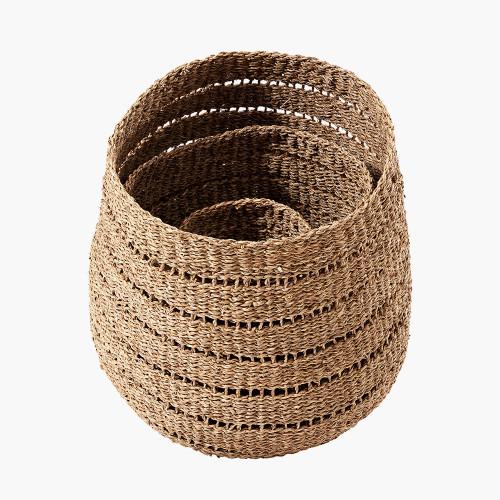 Pacific Lifestyle S/3 Seagrass Natural Round Baskets