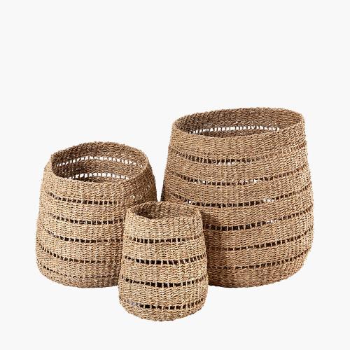 pacific lifestyle S/3 Seagrass Natural Round Baskets