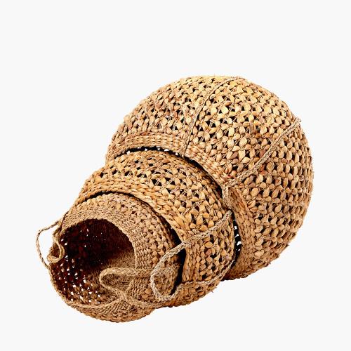 Pacific Lifestyle S/3 Water Hyacinth Round Handled Baskets