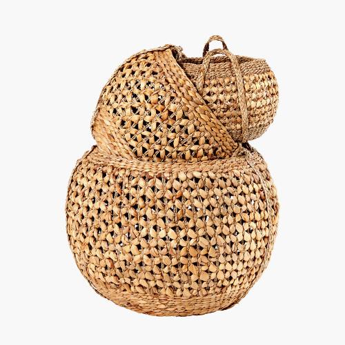 Pacific Lifestyle S/3 Water Hyacinth Round Handled Baskets