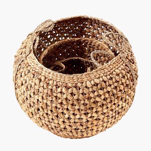 Pacific Lifestyle S/3 Water Hyacinth Round Handled Baskets
