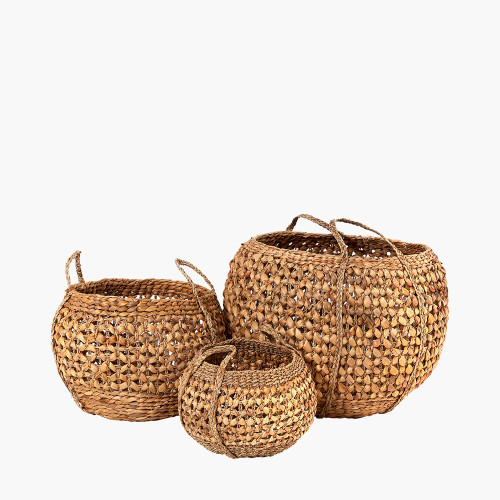 pacific lifestyle S/3 Water Hyacinth Round Handled Baskets