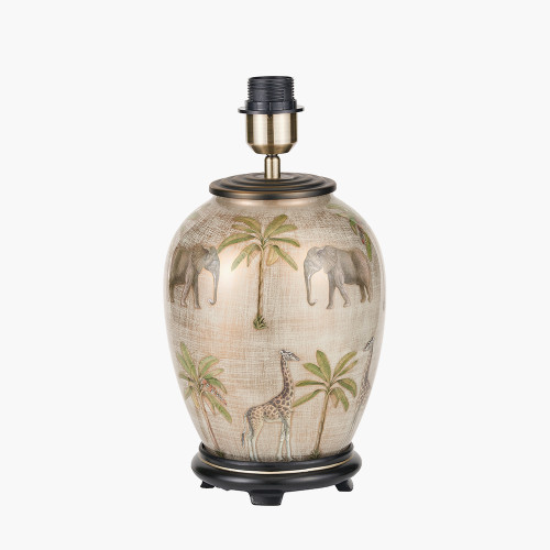 Pacific Lifestyle Safari Medium Glass Table Lamp Base With Milos 35cm Natural Linen Tapered Lampshade