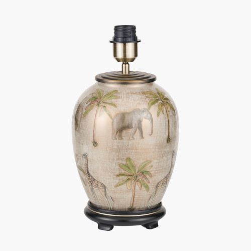 Pacific Lifestyle Safari Medium Glass Table Lamp Base With Milos 35cm Pistachio Green Linen Tapered Lampshade