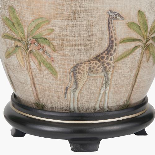 Pacific Lifestyle Safari Medium Glass Table Lamp Base With Milos 35cm Pistachio Green Linen Tapered Lampshade