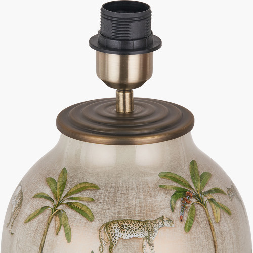 Pacific Lifestyle Safari Tall Glass Table Lamp Base With Milos 40cm Natural Linen Tapered Lampshade