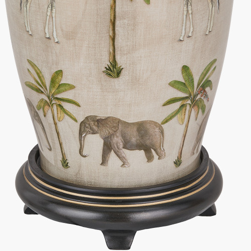 Pacific Lifestyle Safari Tall Glass Table Lamp Base With Milos 40cm Natural Linen Tapered Lampshade