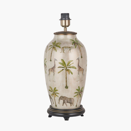 Pacific Lifestyle Safari Tall Glass Table Lamp Base With Milos 40cm Pistachio Green Linen Tapered Lampshade