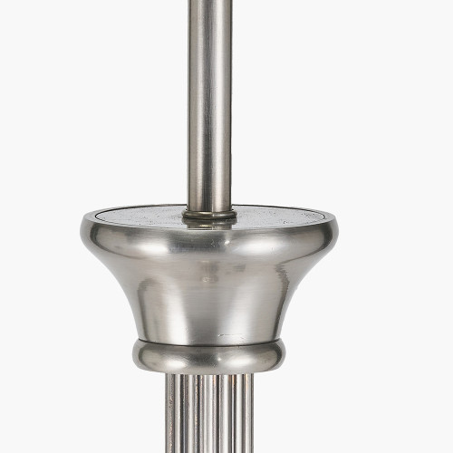 Pacific Lifestyle Salvatore Antique Silver Metal Floor Lamp Base With Winston 45cm Grey Handloom Tapered Lampshade