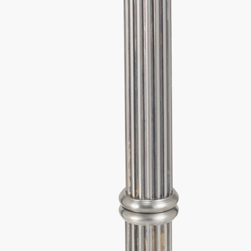 Pacific Lifestyle Salvatore Antique Silver Metal Floor Lamp Base With Winston 45cm Grey Handloom Tapered Lampshade