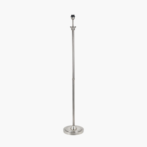 Pacific Lifestyle Salvatore Antique Silver Metal Floor Lamp Base With Izara 45cm Ocean Blue Ikat Patterned Mushroom Pleat Tapered Lampshade