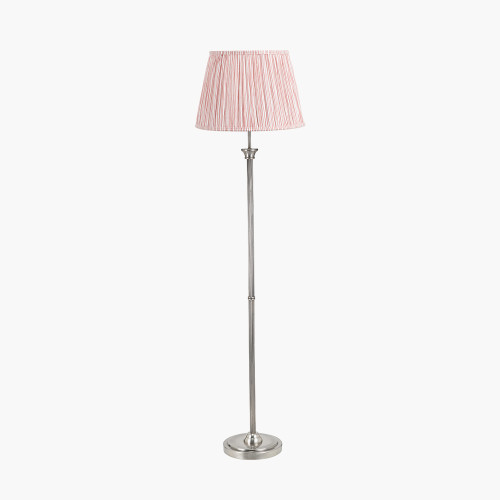 pacific lifestyle Salvatore Antique Silver Metal Floor Lamp Base with Thiago 45cm Cinnamon Stripe Mushroom Pleat Tapered Lampshade