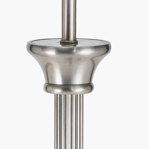 Pacific Lifestyle Salvatore Antique Silver Metal Floor Lamp Base With Thiago 45cm Ocean Blue Stripe Mushroom Pleat Tapered Lampshade