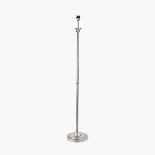 Pacific Lifestyle Salvatore Antique Silver Metal Floor Lamp Base With Winston 45cm White Handloom Tapered Lampshade