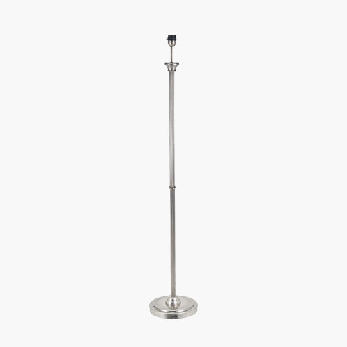 Pacific Lifestyle Salvatore Antique Silver Metal Floor Lamp Base With Winston 45cm White Handloom Tapered Lampshade