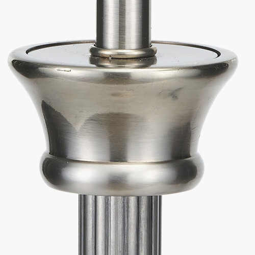 Pacific Lifestyle Salvatore Antique Silver Metal Table Lamp Base With Thiago 35cm Cinnamon Stripe Mushroom Pleat Tapered Lampshade
