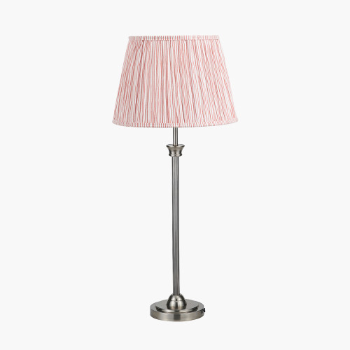 pacific lifestyle Salvatore Antique Silver Metal Table Lamp Base with Thiago 35cm Cinnamon Stripe Mushroom Pleat Tapered Lampshade