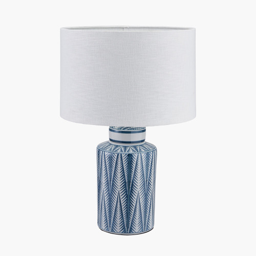 Pacific Lifestyle Samara Blue And White Aztec Pattern Ceramic Table Lamp Base