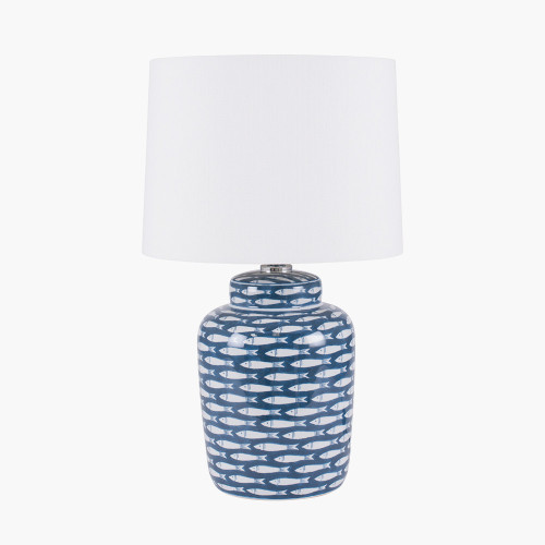 pacific lifestyle Schoal Blue and White Fish Detail Ceramic Table Lamp