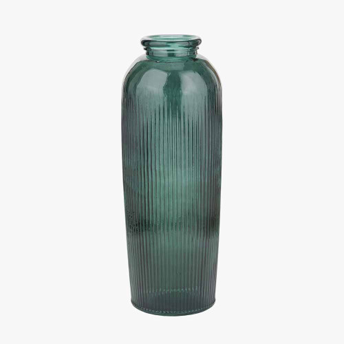 Pacific Lifestyle Sea Green Recycled Glass Ribbed Vase Tall