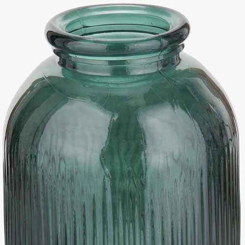 Pacific Lifestyle Sea Green Recycled Glass Ribbed Vase Tall
