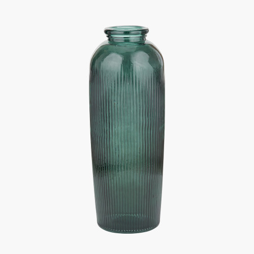 pacific lifestyle Sea Green Recycled Glass Ribbed Vase Tall