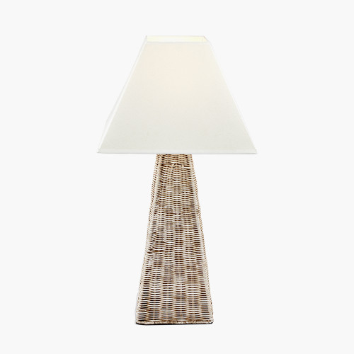 Pacific Lifestyle Seacomb Rattan Pyramid Table Lamp Base With Pyramid 35cm Cream Cotton Tapered Square Lampshade