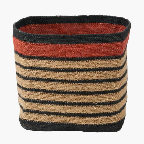 pacific lifestyle Seagrass Natural Black and Terracotta Stripe Square Basket