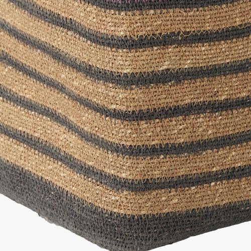 Pacific Lifestyle Seagrass Natural Grey And Lilac Stripe Square Basket