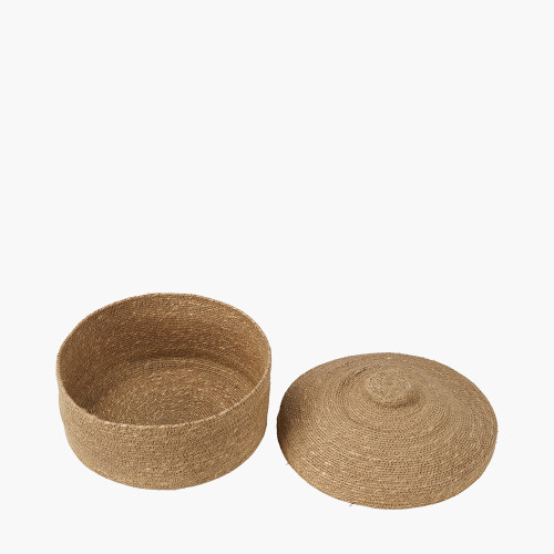 Pacific Lifestyle Seagrass Natural Lidded Round Basket