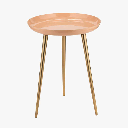 Pacific Lifestyle Seline Apricot Enamel And Gold Metal Side Table
