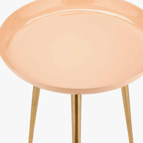 Pacific Lifestyle Seline Apricot Enamel And Gold Metal Side Table