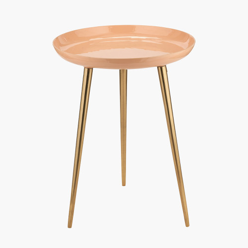 pacific lifestyle Seline Apricot Enamel and Gold Metal Side Table