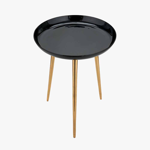 Pacific Lifestyle Seline Black Enamel And Gold Metal Side Table