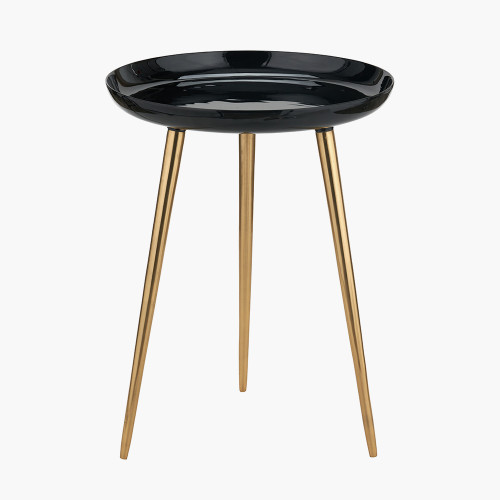 pacific lifestyle Seline Black Enamel and Gold Metal Side Table
