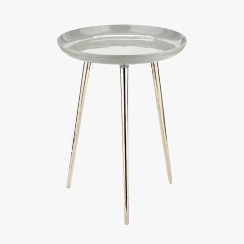 Pacific Lifestyle Seline Grey Enamel And Silver Metal Side Table