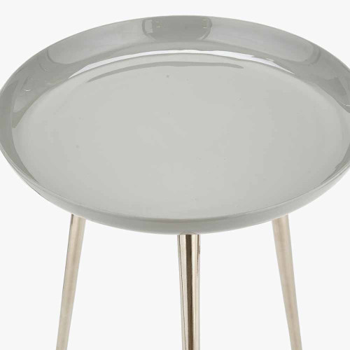 Pacific Lifestyle Seline Grey Enamel And Silver Metal Side Table