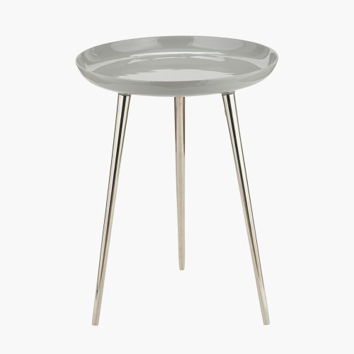 pacific lifestyle Seline Grey Enamel and Silver Metal Side Table