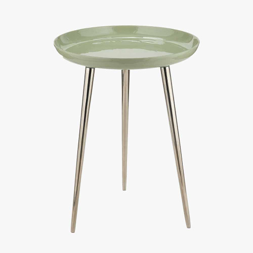 Pacific Lifestyle Seline Sage Enamel And Silver Metal Side Table