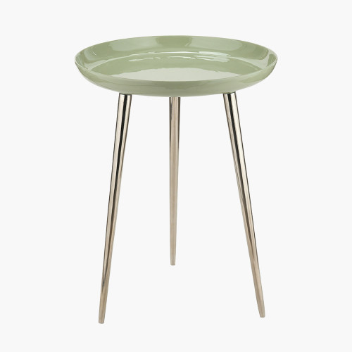 pacific lifestyle Seline Sage Enamel and Silver Metal Side Table