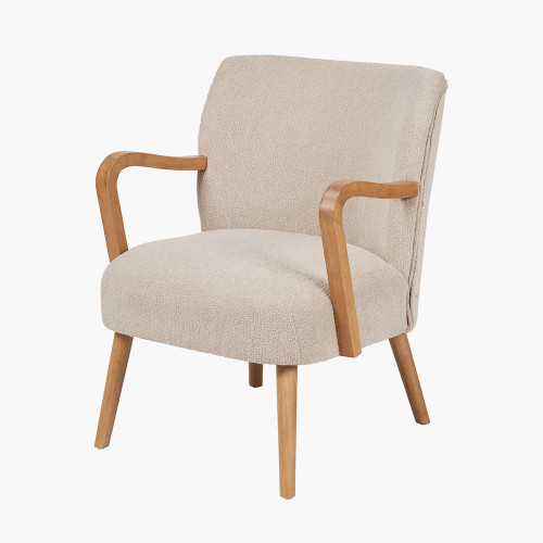 Pacific Lifestyle Sennori Taupe Teddy Fabric And Rubber Wood Occasional Chair