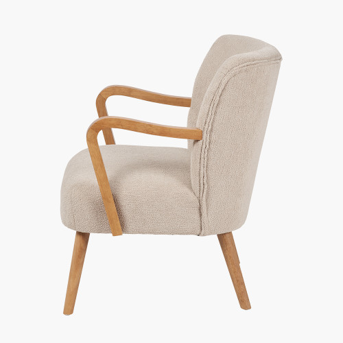 Pacific Lifestyle Sennori Taupe Teddy Fabric And Rubber Wood Occasional Chair
