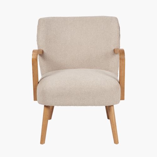 pacific lifestyle Sennori Taupe Teddy Fabric and Rubber Wood Occasional Chair
